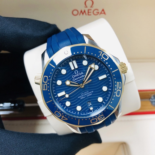 omega seamaster two tone blue dial